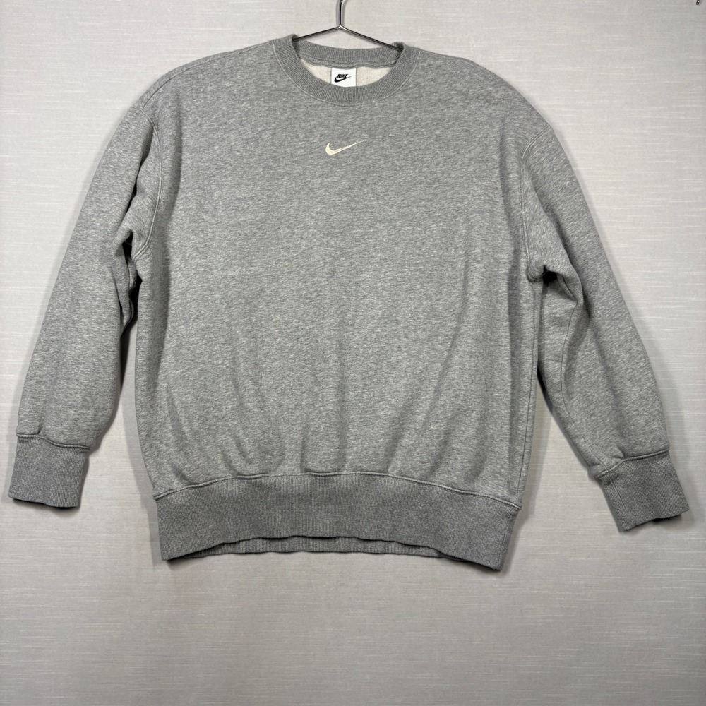 Nike Center Swoosh Sweatshirt Men Small Grey Long Sleeve Pullover Y2K